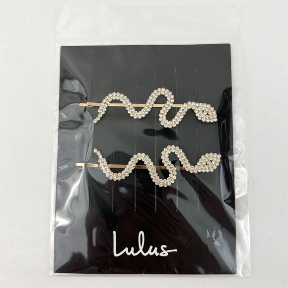 Lulu’s Gold Rhinestone Snake Hair Pin Set - Picture 4 of 5